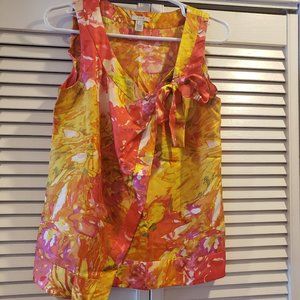 J Crew 100% silk blouse, floral pattern